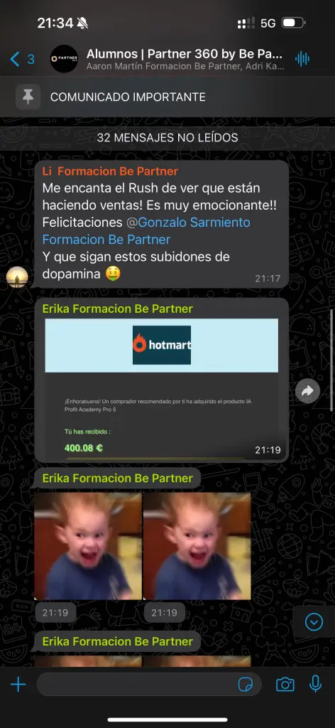 Resultados reales Partner 360 comisiones afiliación primer mes alumno formación Fabio Serna