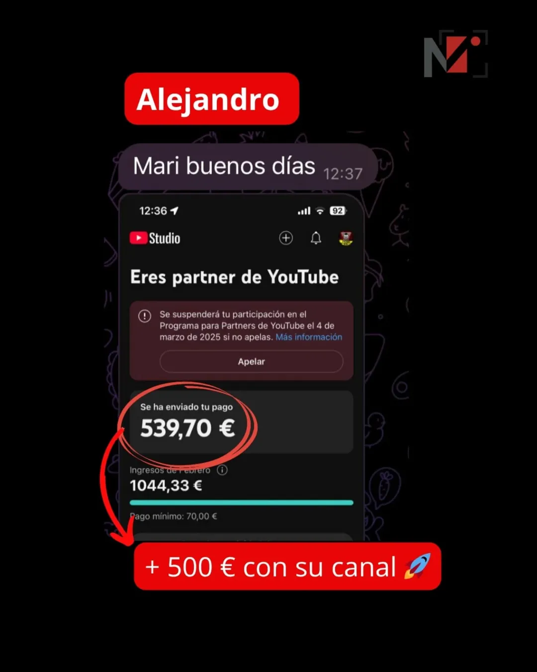 Resultados alumno Alejandro - Monetizatube